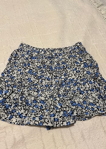 Mavi Çiçekli Mini etek - Görsel 2