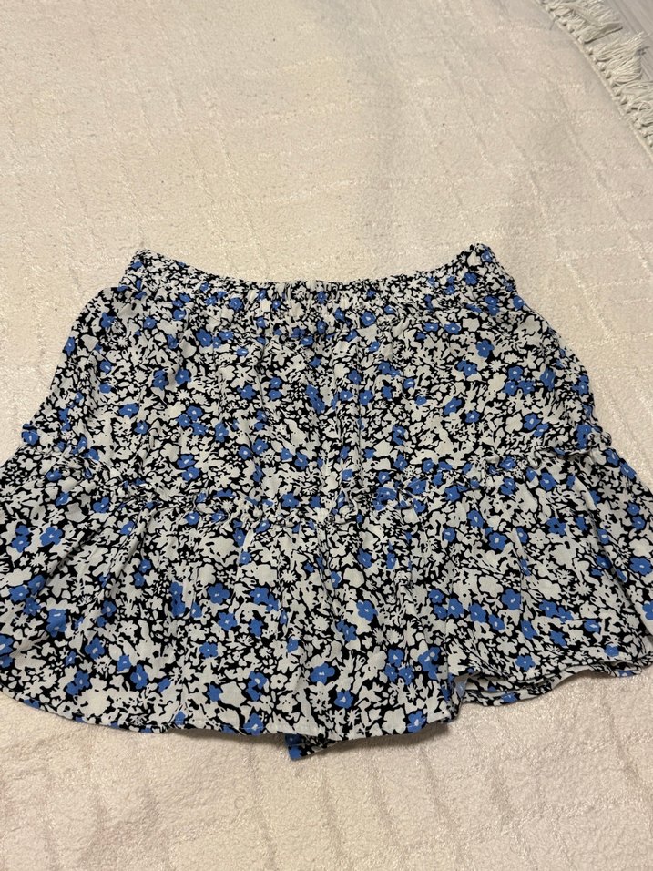 Mavi Çiçekli Mini etek - Görsel 2