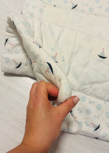 Çocuk Uyku Minderi Beyaz Gri Desenli - Görsel 2