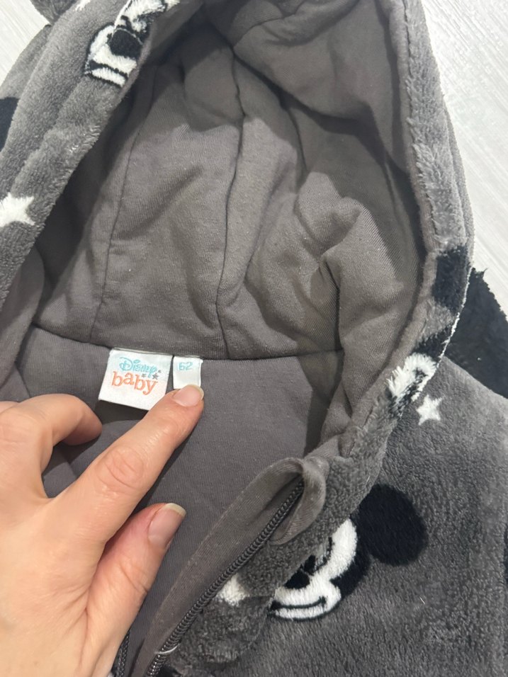 Gri Mickey Mouse Baskılı Bebek Tulum - Görsel 5
