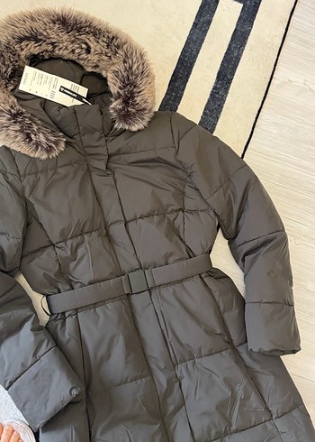 Kürklü Kapüşonlu Uzun Kadın Kışlık Mont - Görsel 2