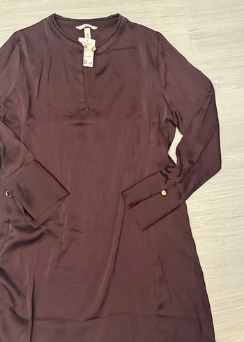 Bordo V Yaka Midi Kadın Tunik - Görsel 2