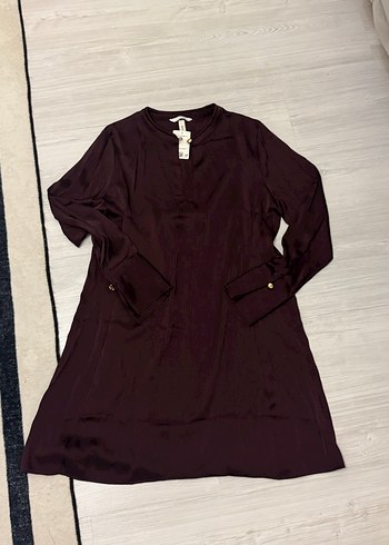 Bordo V Yaka Midi Kadın Tunik - Görsel 5