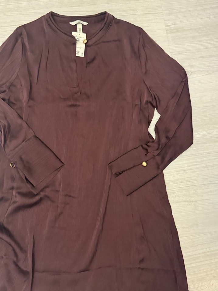 Bordo V Yaka Midi Kadın Tunik - Görsel 2