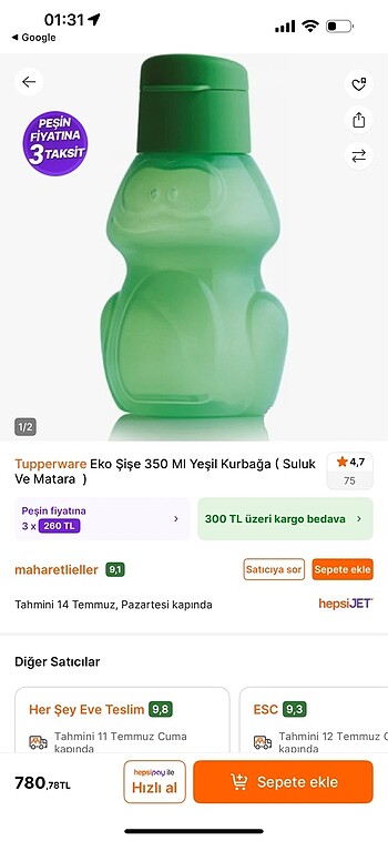 Beden yeşil Renk Tupperware yeşil kurbağa ???? suluk