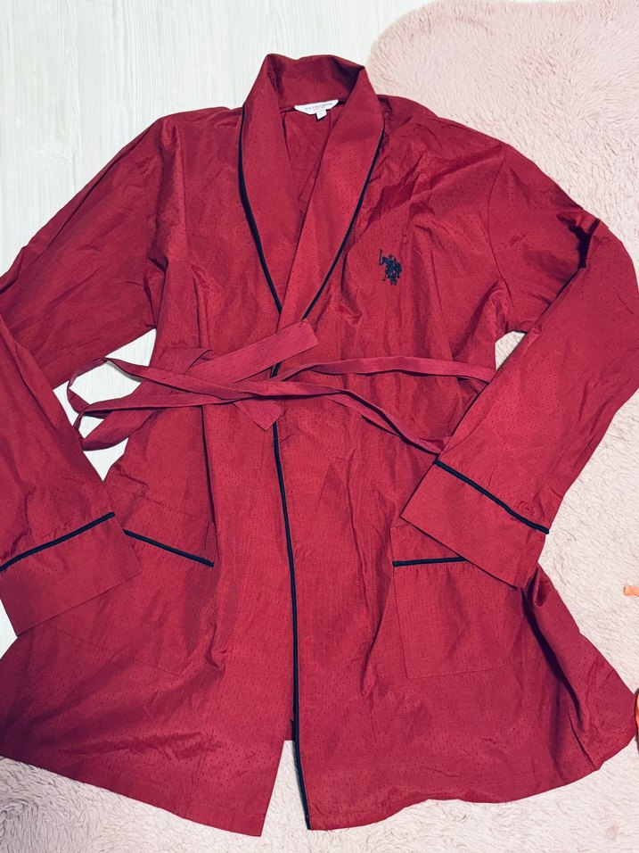 Bordo Uzun Kollu Rahat Kesim Sabahlık - Görsel 3