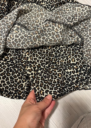 10 Yaş Beden kahverengi Renk Leopar Desenli Volanlı Mini Etek