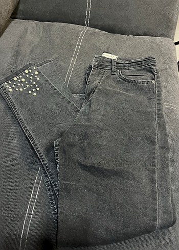 İnci detaylı Kadın Denim Pantolon