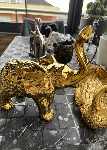 Parlak Altın Renk Fil Figürü - Görsel 4