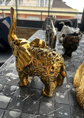 Parlak Altın Renk Fil Figürü - Görsel 2
