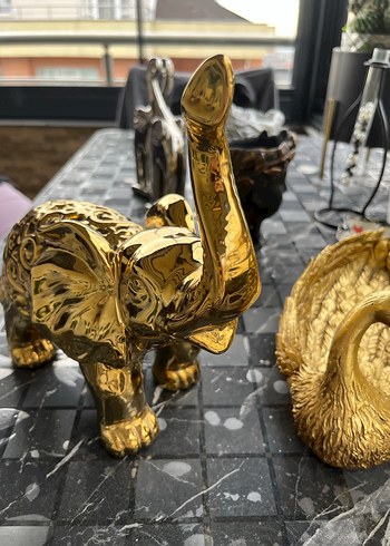 Parlak Altın Renk Fil Figürü - Görsel 3