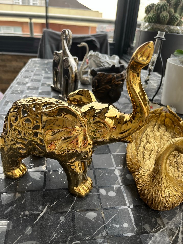 Parlak Altın Renk Fil Figürü - Görsel 4