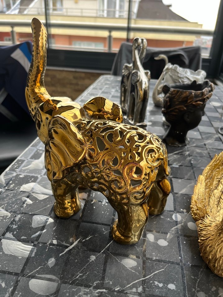 Parlak Altın Renk Fil Figürü - Görsel 2