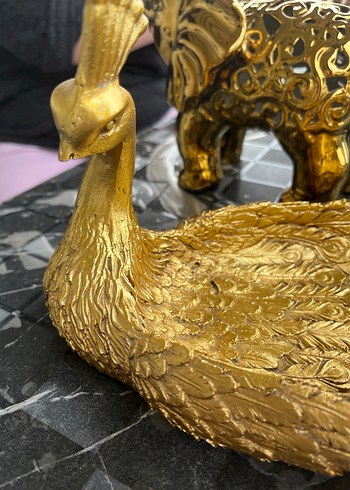 Parlak Altın Renkli Tavuskuşu Biblo - Görsel 3