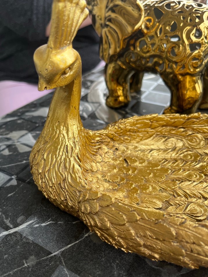 Parlak Altın Renkli Tavuskuşu Biblo - Görsel 3