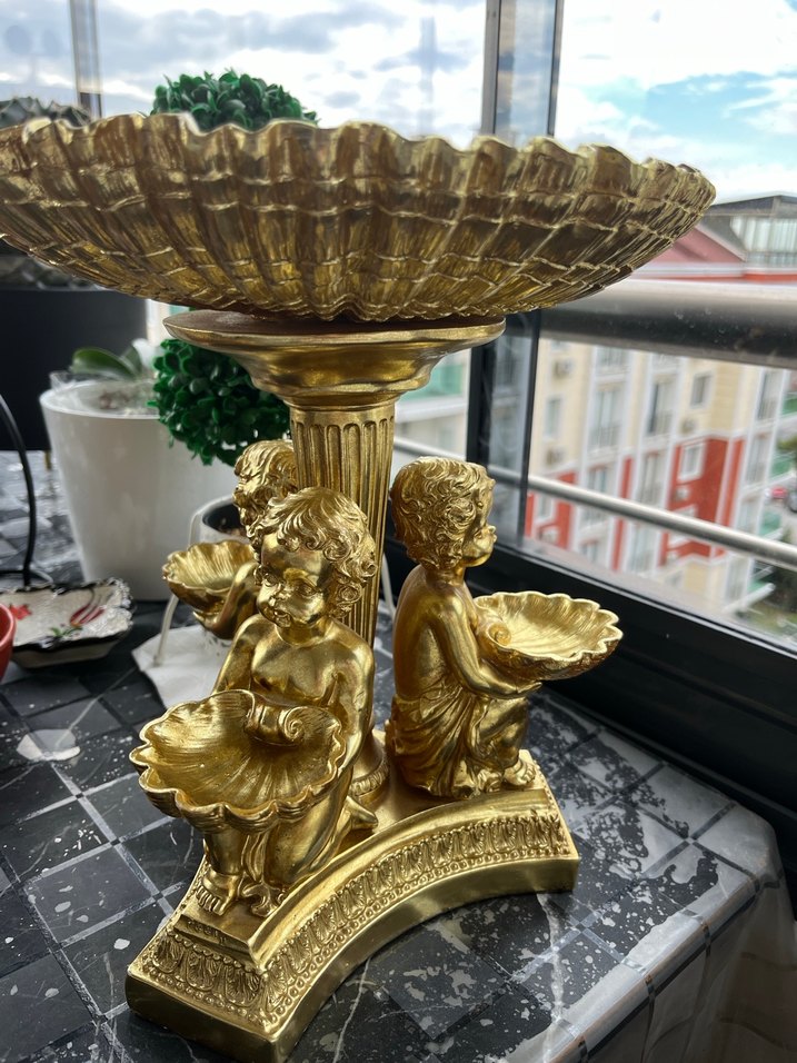 Altın Renkli Melek Figürlü Dekoratif biblo - Görsel 2