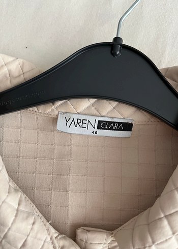 Düğmeli Bej Kadın Keten Ceket - Görsel 5