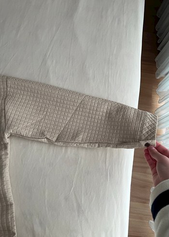 Düğmeli Bej Kadın Keten Ceket - Görsel 4