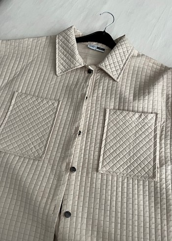 Düğmeli Bej Kadın Keten Ceket - Görsel 3