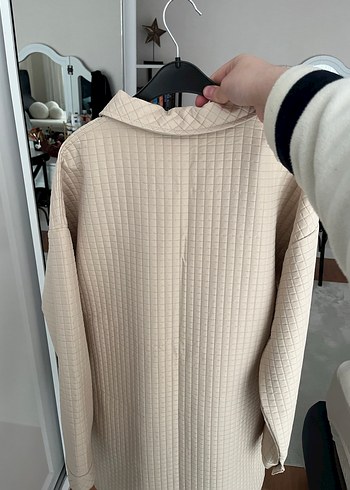 Düğmeli Bej Kadın Keten Ceket - Görsel 2