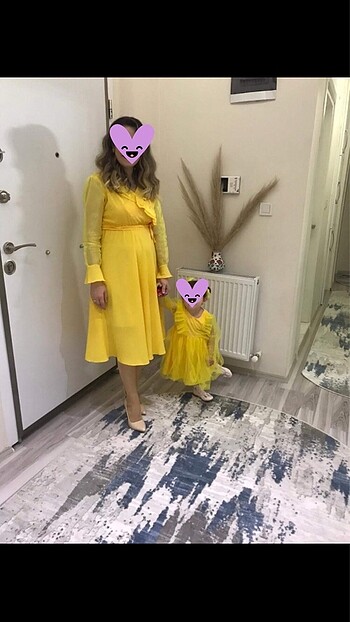 Sarı anne kız doğum günü kombini