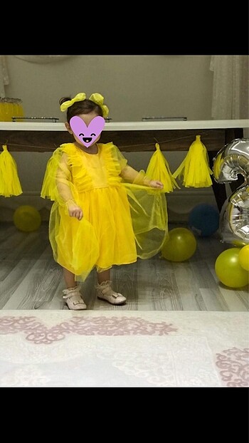 24-36 Ay Beden Sarı anne kız doğum günü kombini