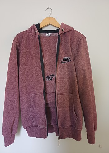 gül kurusu nike amblem Kapüşonlu Fermuarlı Kadın Eşofman Takım