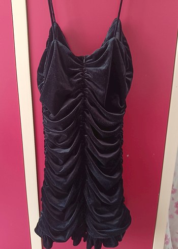 Siyah Drapeli Gotik Midi Abiye Elbise