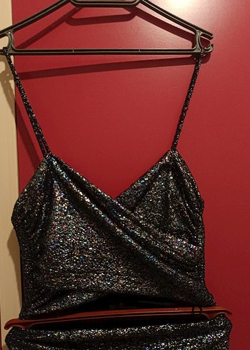 Zara ZARA Siyah Mini Drapeli Elbise