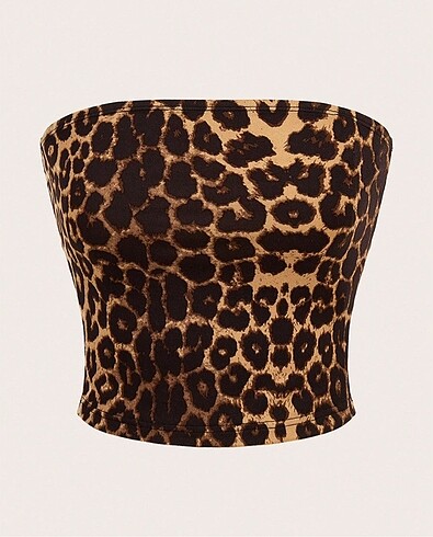 STRAPLEZ LEOPAR DESENLİ CROP ÜST BLUZ