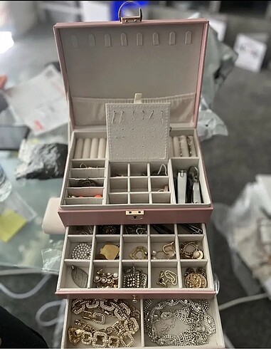 Beden MEVCUT DEĞİLLLL?? 3 KATLI CEKMECELI TAKI MUCEVHER KUTUSU
