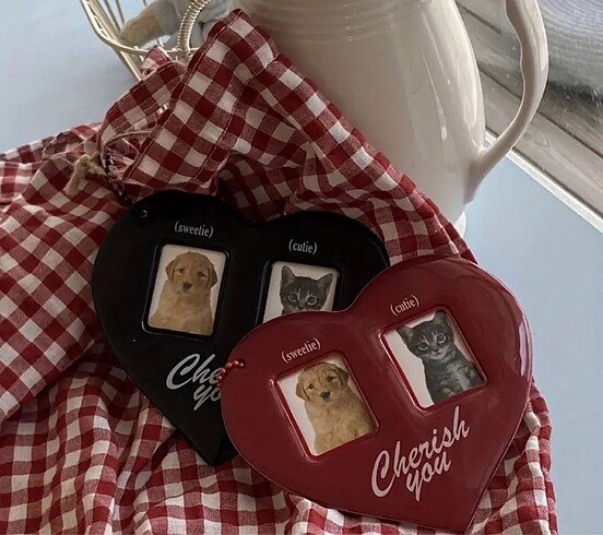 kalp fotoğraf konulabilir çanta charmı