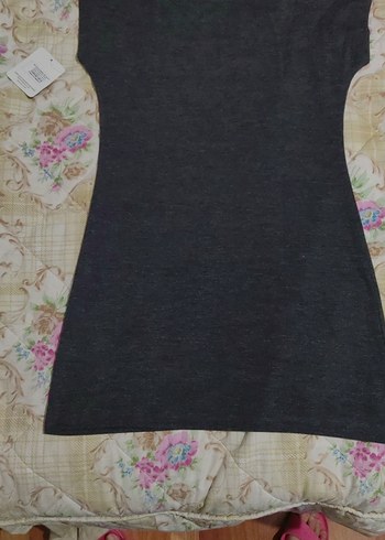 Gri Kadın Tunik V Yaka Baskılı - Görsel 2