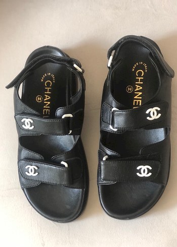 Siyah chanel logolu Kadın Sandalet