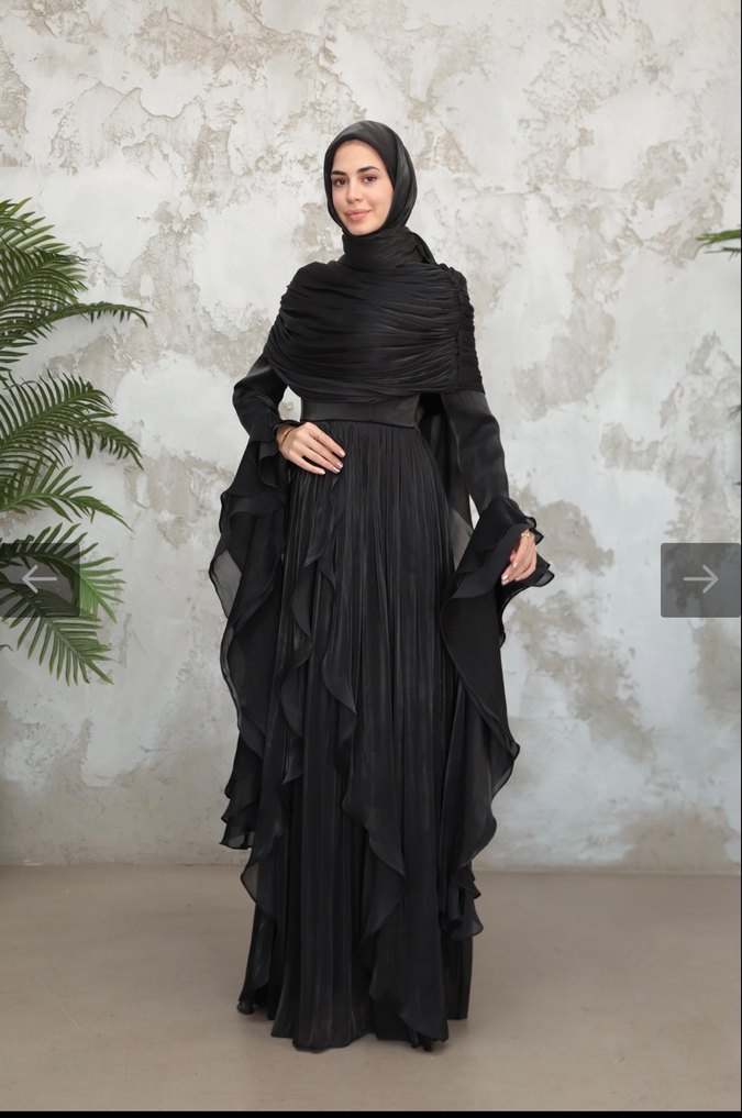 Siyah Drapeli Kadın Şal - Görsel 3