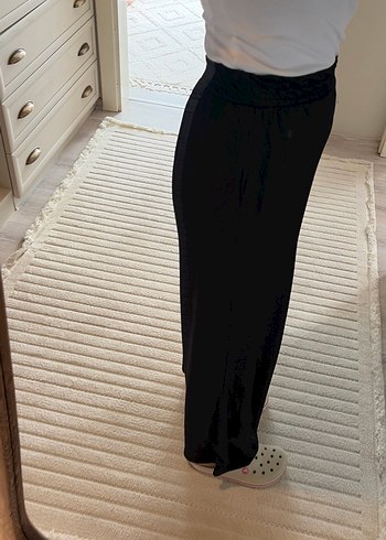 Siyah Salaş Kadın Kumaş Pantolon - Görsel 3