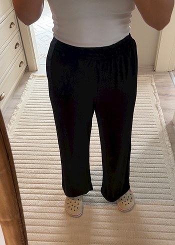 Siyah Salaş Kadın Kumaş Pantolon - Görsel 2