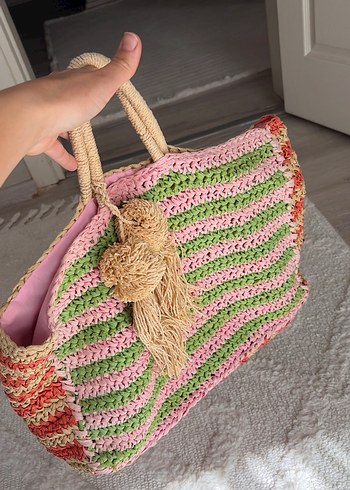Renkli Örgü Bohem Kadın Çanta plaj çantası - Görsel 3