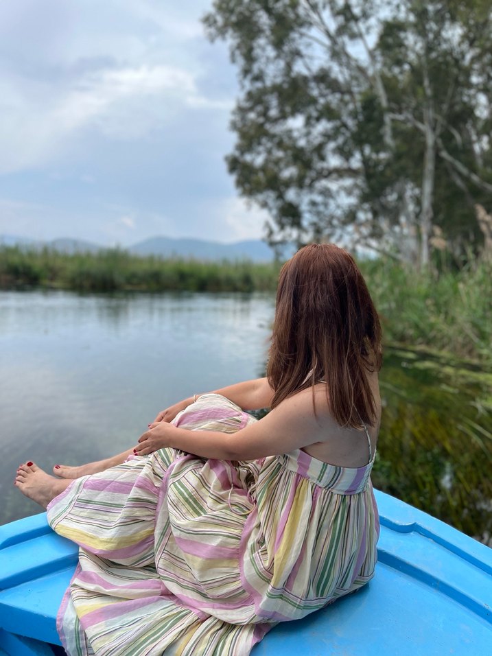 Bohem Çok Renkli Uzun Askılı Elbise - Görsel 2