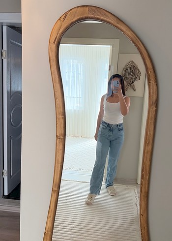 Beyaz Rahat Kesim Midi Kot Pantolon - Görsel 2