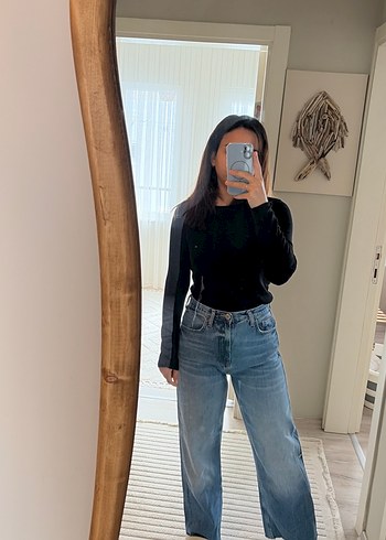 Günlük Rahat Mavi Kadın Denim Pantolon - Görsel 3