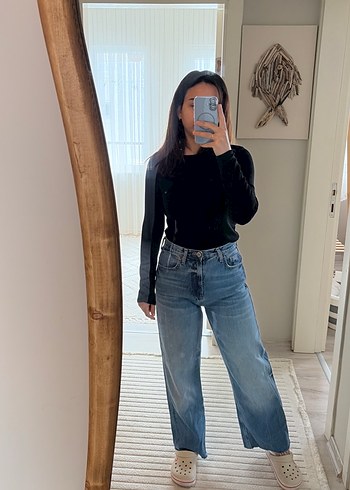 Günlük Rahat Mavi Kadın Denim Pantolon - Görsel 4