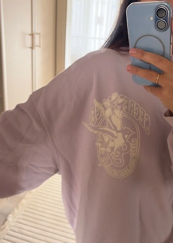 Mor Baskılı Salaş Sweatshirt - Görsel 3