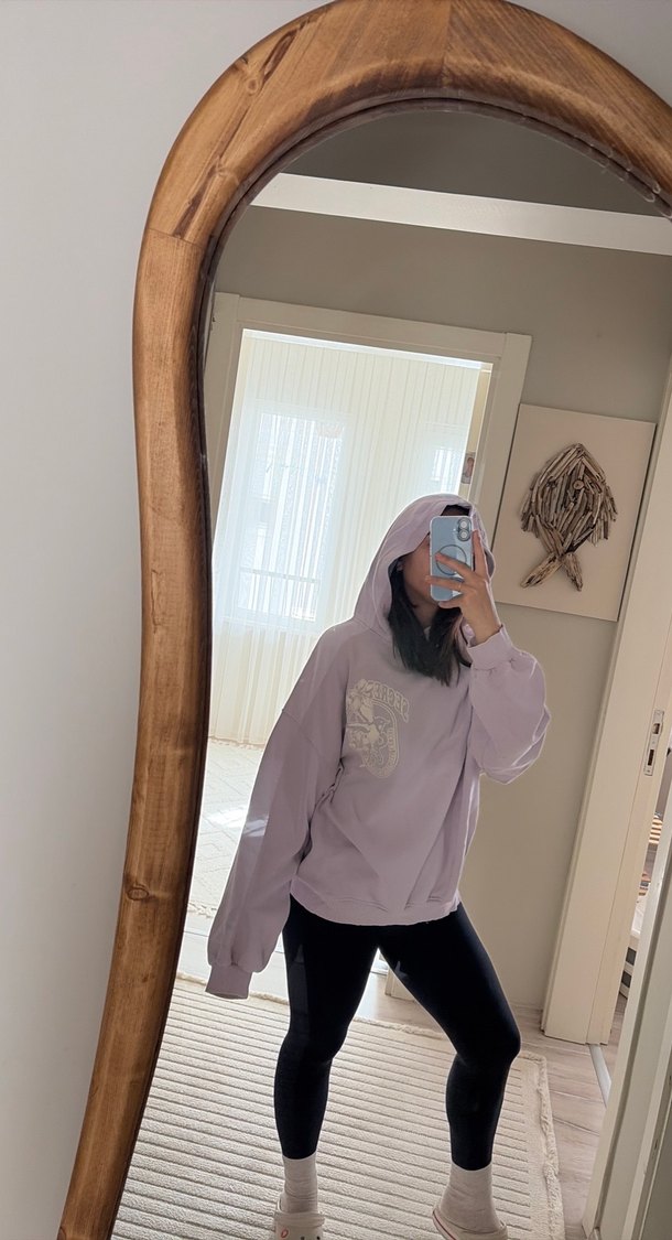 Mor Baskılı Salaş Sweatshirt - Görsel 4