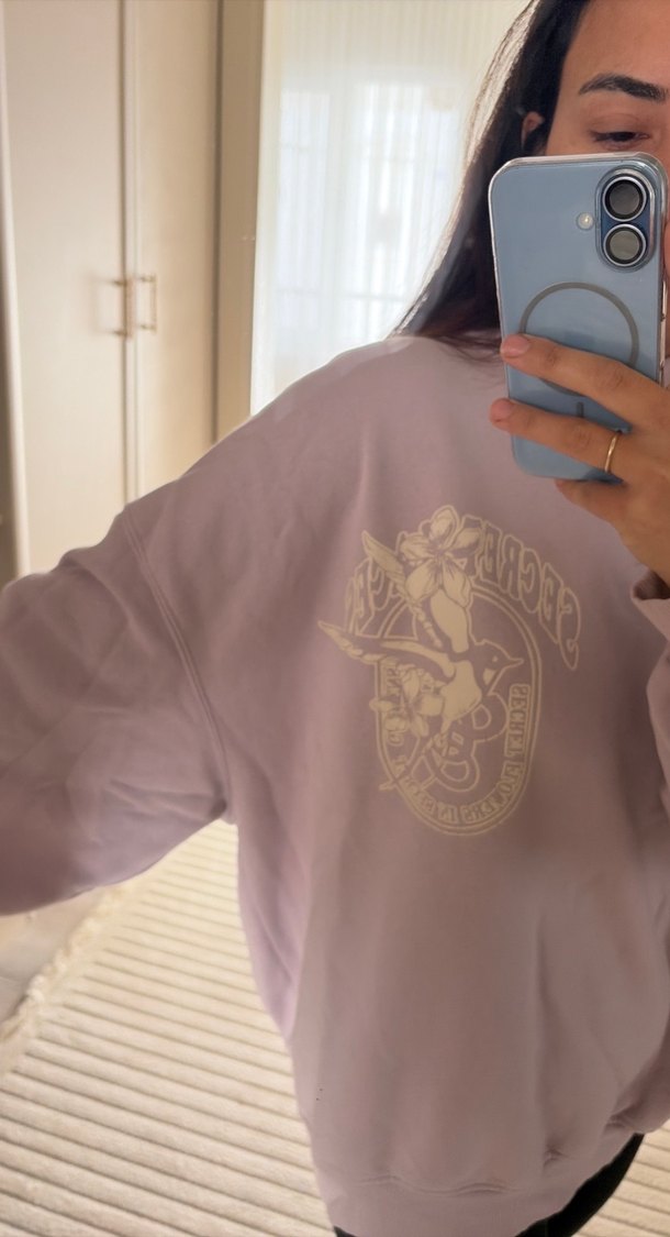 Mor Baskılı Salaş Sweatshirt - Görsel 3