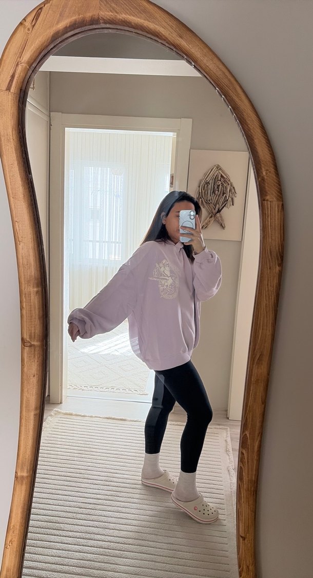 Mor Baskılı Salaş Sweatshirt - Görsel 2