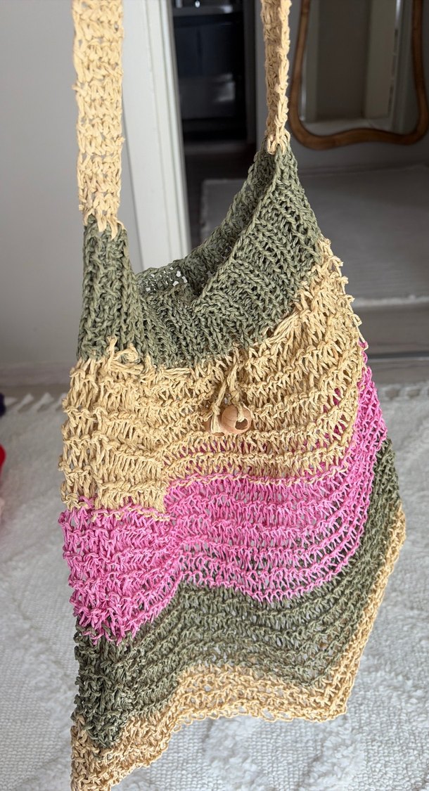 Renkli Örgü Bohem Kadın Çantası - Görsel 3