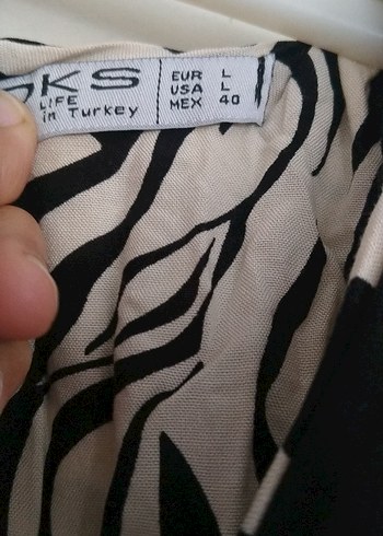 40 Beden kahverengi Renk Bohem Zebra Desenli Uzun Elbise V yakalı yazlık elbise