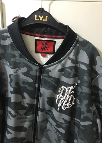 Gri Kamuflaj Fermuarlı Erkek Sweatshirt - Görsel 2