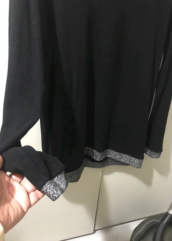 Siyah V Yaka Uzun Kollu Triko Kazak - Görsel 3